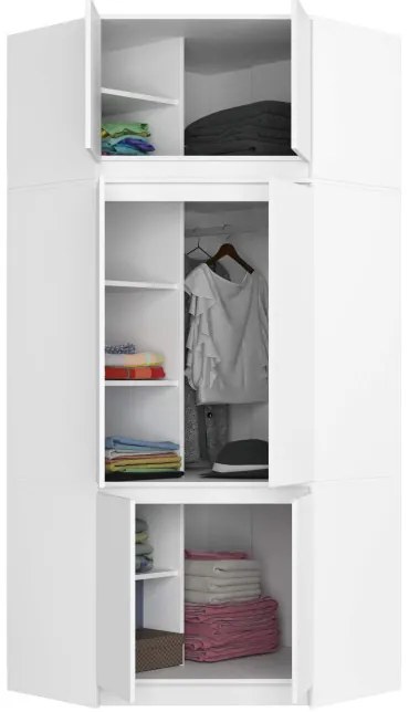 Rohová skriňa s nadstavcom S100 biela