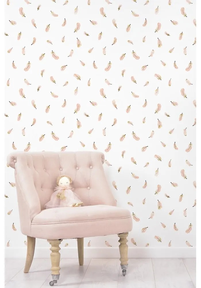 Detská tapeta 10 m x 50 cm Gold Feathers – Lilipinso