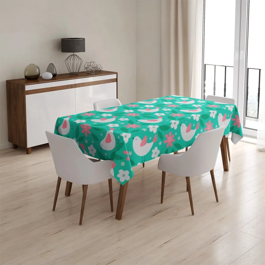 Sablio Obrus Kvetiny a vtáčiky - 90x90 cm