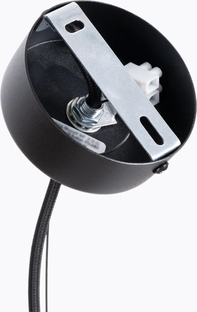 Závesné svietidlo Gabbia, 1x čierne drôtené tienidlo, drevo, (fi 35cm)