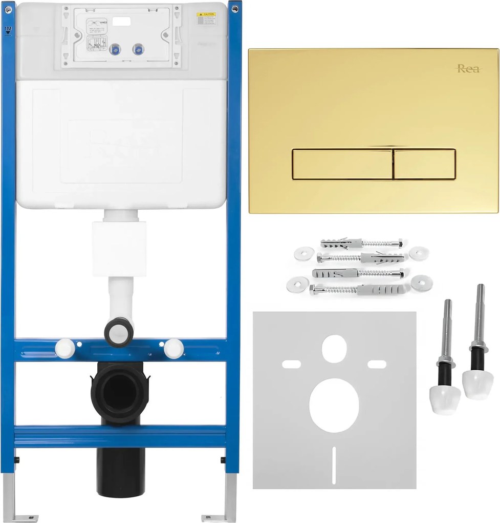 Rea Rea, podomietkový WC systém K011A-Q + tlačidlá HD, zlatá lesklá, KPL-E9560