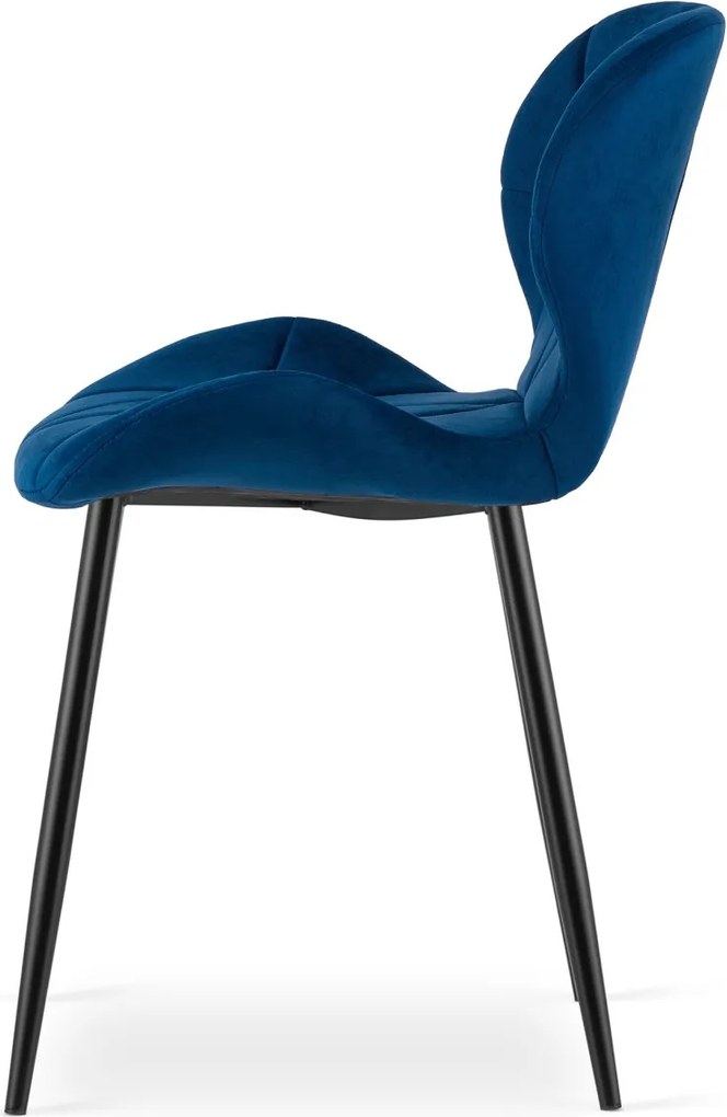 Jedálenská stolička MANGO VELVET s čiernymi nohami, modrá
