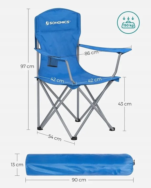 Set 2 ks kempingových stoličiek Glur modrý