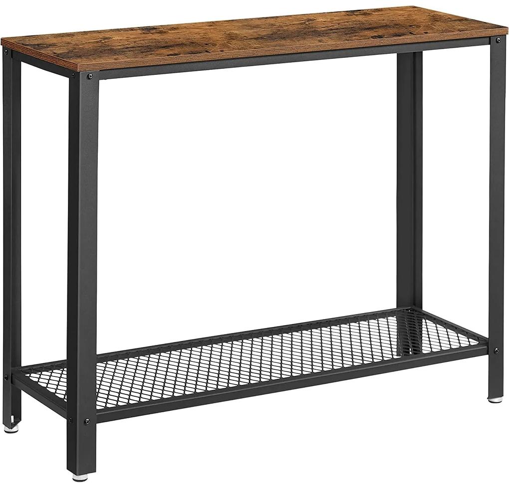 Konzolový stolík s moderným štýlom, 101,5 x 80 x 35 cm, hnedo-čierny