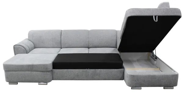 Rozkladacia rohová sedacia súprava s úložným priestorom do U SERPA pravá sivá