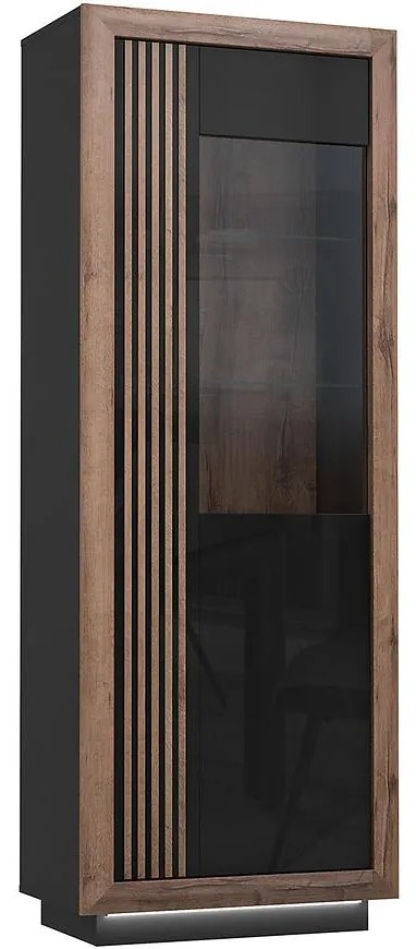Vitrína Achacy 197x73,3  Dub šľachtený/Čierny lesk