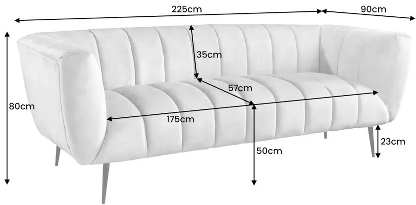 Pohovka NOBLESSE 225 cm zamatová odtieň šampanské