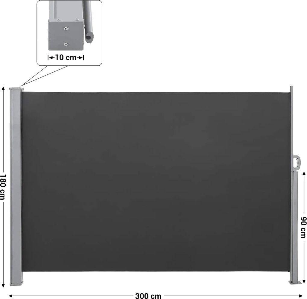 Bočná markíza 180 x 300 cm, dymovo šedá