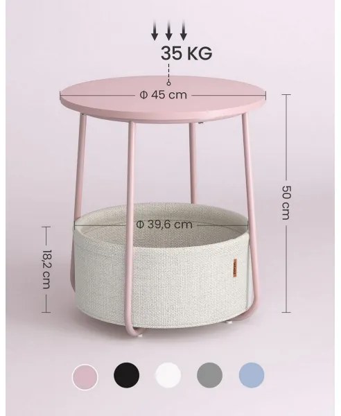 Odkladací stolík NOIRA ružová/biela