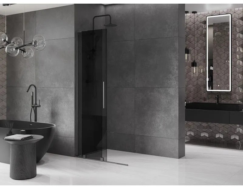 Mexen Velar L, posuvná sprchová zástena Walk-in 120 x 200 cm, 8mm šedé sklo, grafit brúsený, 871-120-003-43-66