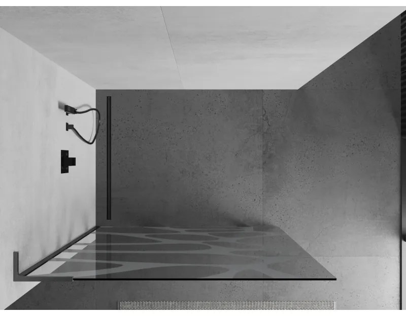 Mexen Kioto L, sprchová zástena Walk-In 80 x 200 cm, 8mm číre sklo biely vzor, grafitový profil, 800-080-103-66-97