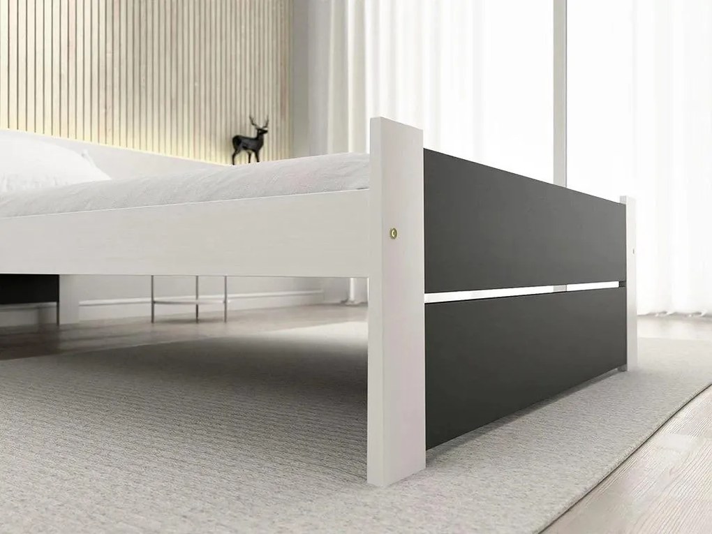 Posteľ IKAROS DOUBLE 80 x 200 cm, antracit/biela Rošt: Bez roštu, Matrac: Matrace Sommera 18 cm