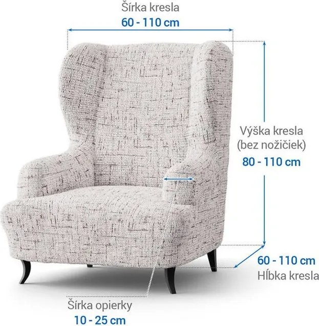 Bielastické poťahy VITTORIA smotanová kreslo ušiak (š. 60 - 110 cm)