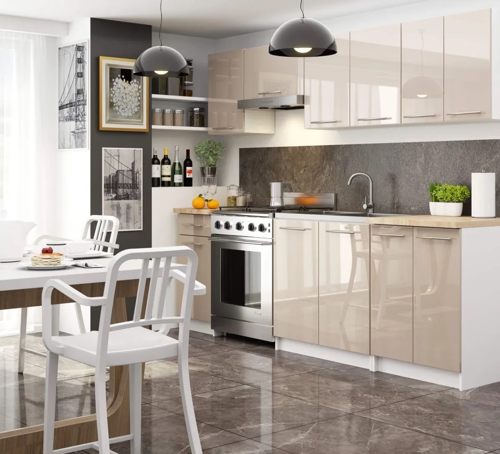 Kuchynská skrinka Olivie S 40 cm 4S biela/cappuccino lesk