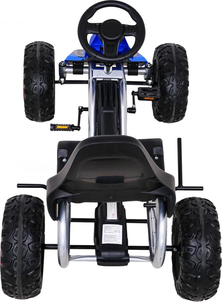 Ramiz Veľká pedálová motokára Silná pre deti Modrá + 100 kg záťaž + EVA kolesá + Ručná brzda + Športové sedadlo