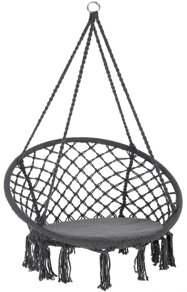 Závesné kreslo BOHO s vankúšmi, Ø61cm, antracitová Jurhan