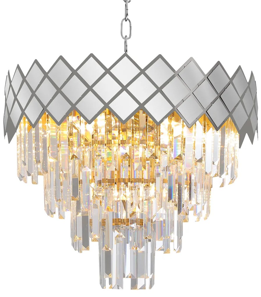 EUlight Luster Carisma II, 1x krištáľové/chrómové kovové tienidlo, (fi 50cm), ch
