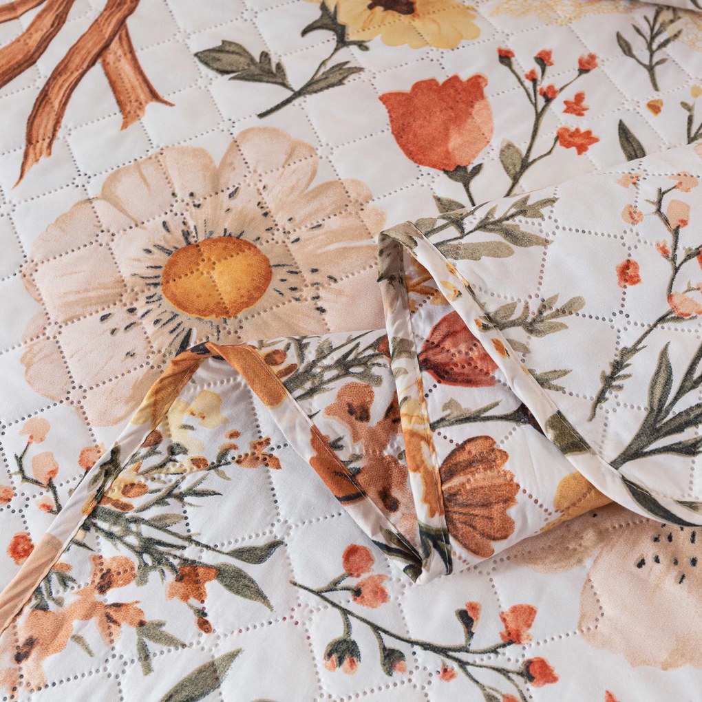 Prehoz na posteľ FLORAL RIBBON, krémový Rozmer: 170 x 210 cm