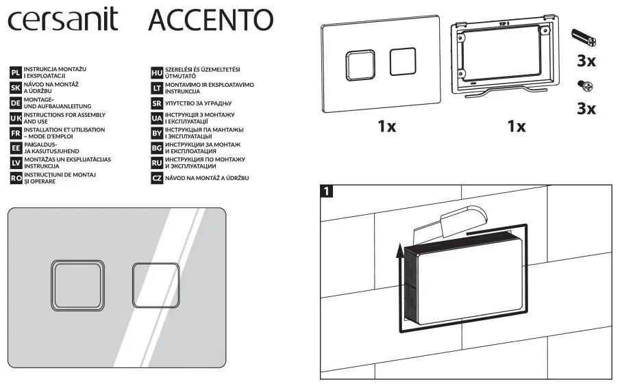 Cersanit Accento Square, pneumatické splachovacie tlačidlo, biele sklo, S97-054