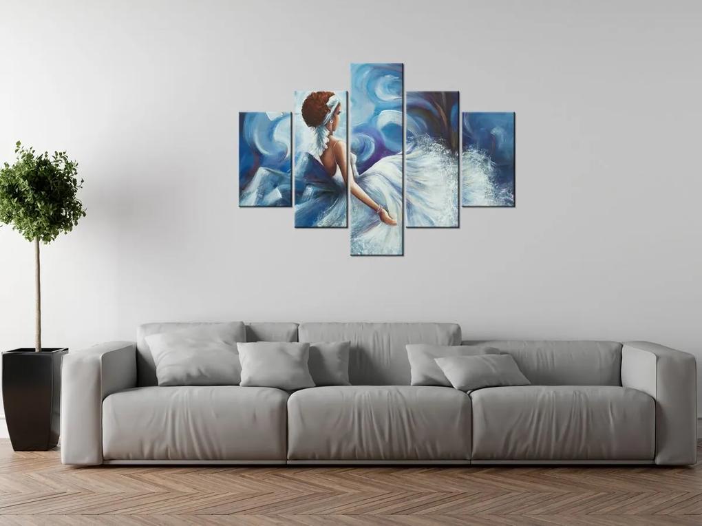 Gario Ručne maľovaný obraz Krásna žena počas tanca - 5 dielny Rozmery: 100 x 70 cm