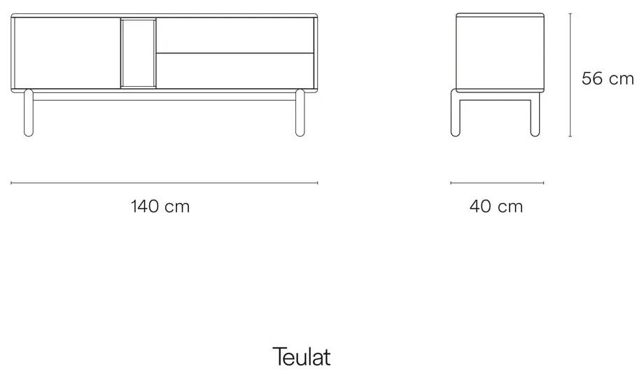 Tmavosivý TV stolík 140x56 cm Corvo - Teulat