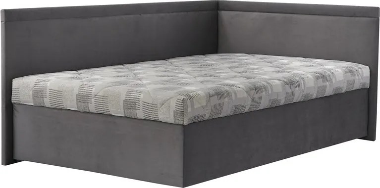 Rohová posteľ Travis pravá 120x200, šedá látka