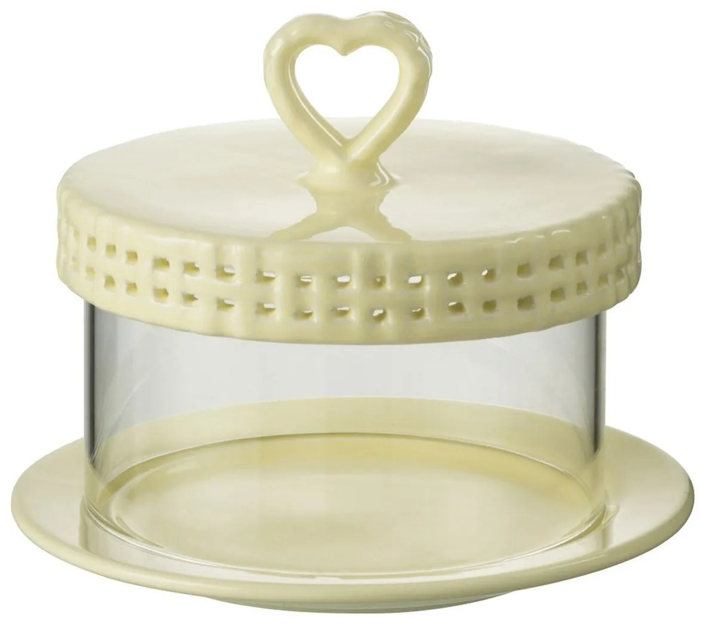 Žltý keramický servírovací podnos s poklopom Hella Yellow - Ø16*13 cm