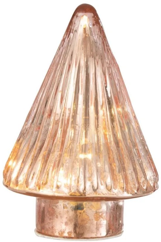 Ružový svietiaci sklenený stromček Tree Led - Ø 9*12 cm
