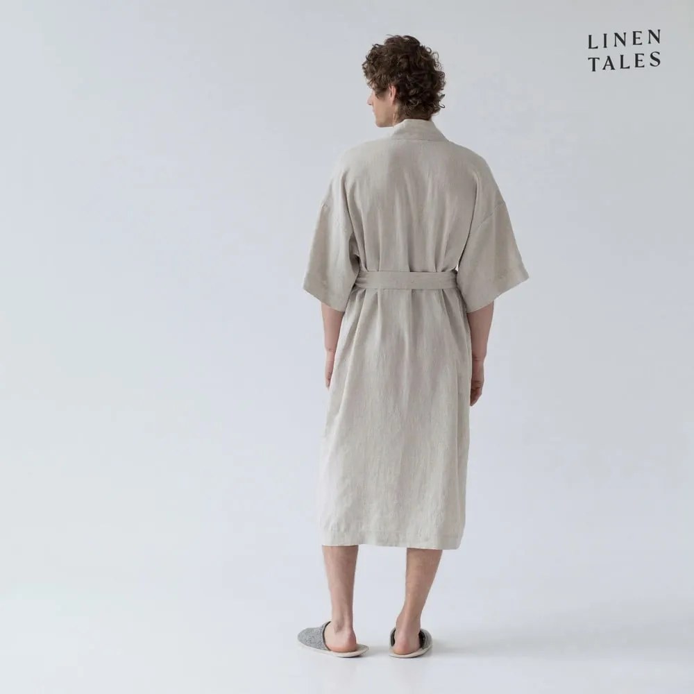 Béžový ľanový župan veľkosť S/M Summer - Linen Tales