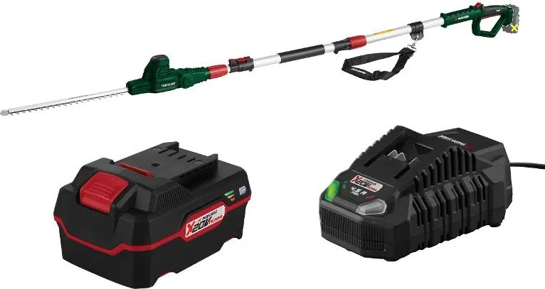 Parkside® Aku teleskopické nožnice na živý plot Pthsa 20-Li D5 + Akumulátor 20 V/4 Ah + Nabíjačka na akumulátor 20 V/4,5 A (800011754)