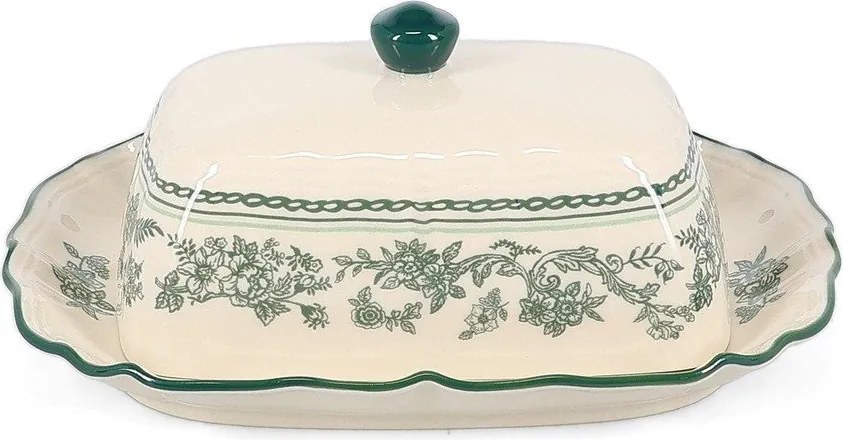 Zelená/slonovinová porcelánová nádobka na maslo Cyril – S|P Collection