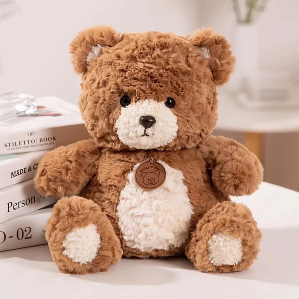 LEAN Toys Plyšový medvedík s medailónom hnedý 25 cm