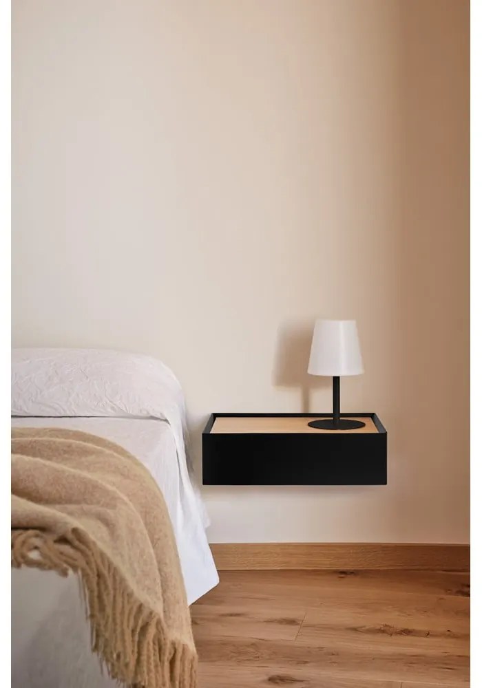 Zelený závesný nočný stolík s doskou v dubovom dekore Arista – Teulat