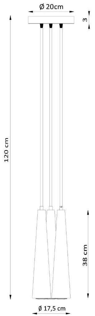 Závesné svietidlo Sula 3p, 3x drevené tienidlo