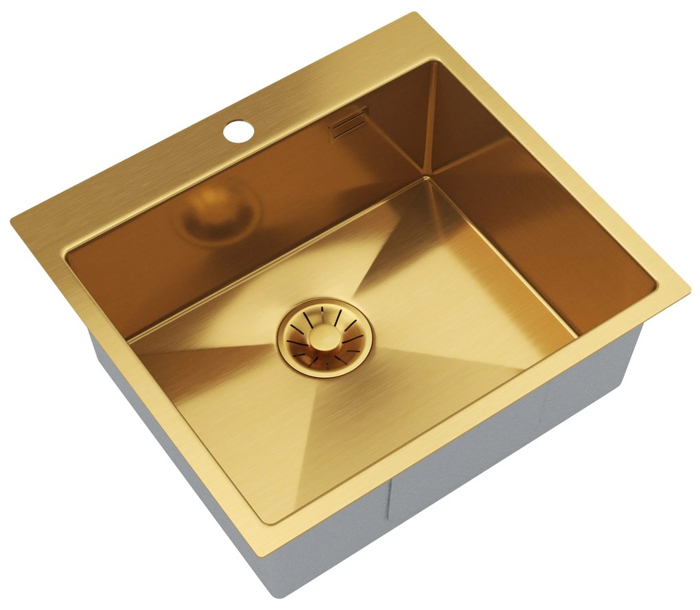 Gamma Gamma, 1-komorový nerezový drez 550x500x210 mm, brúsené zlato, GMA-S5550-GD