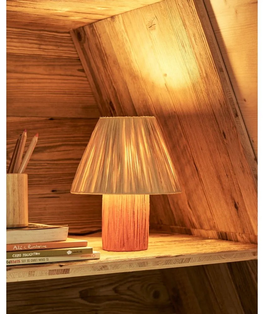 Stolová lampa v prírodnej a terakotovej farbe (výška 25 cm) Pulmi – Kave Home