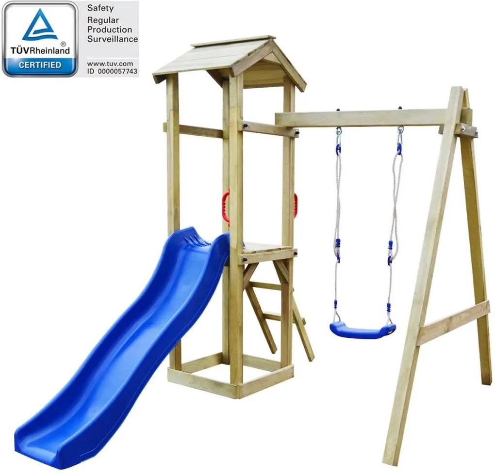 Detské ihrisko z  dreva so šmýkačkou, rebríkom a húpačkou 5
