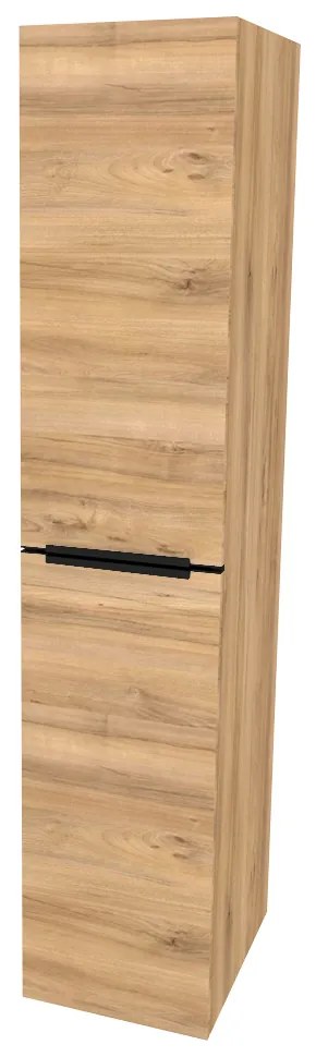 Mereo, Mereo Mailo, kúpeľňová skrinka vysoká 170 cm, čierne madlo, Multidecor, Orech Pacifik prírodný, MER-CN594LPBOPP2