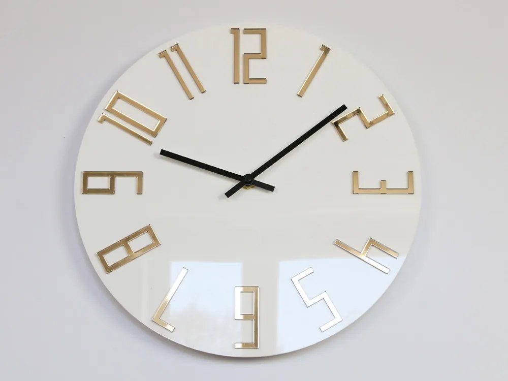 Nástenné hodiny Slim Gold biele