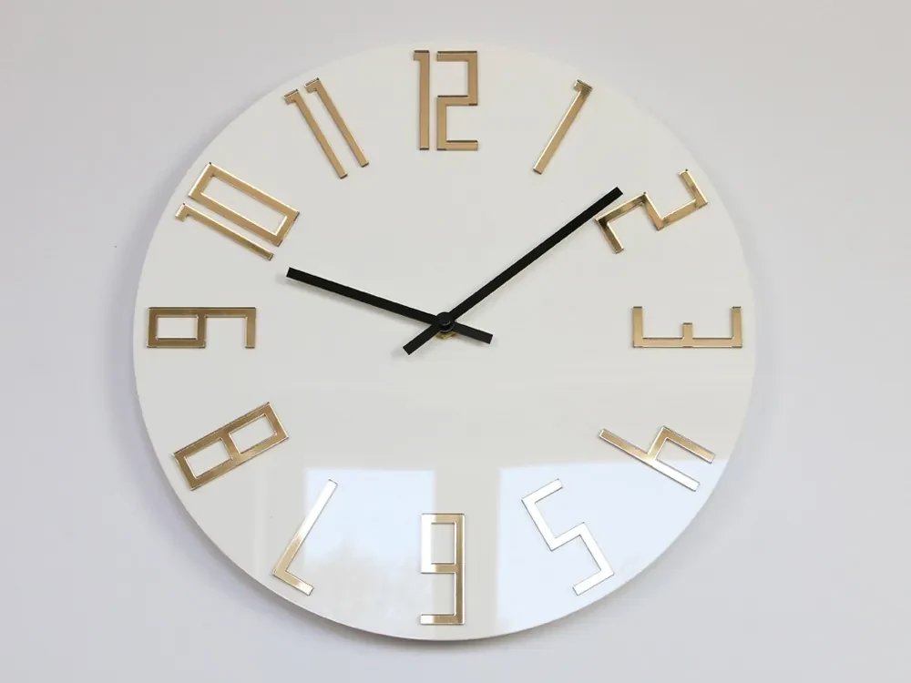 Nástenné hodiny Slim Gold biele