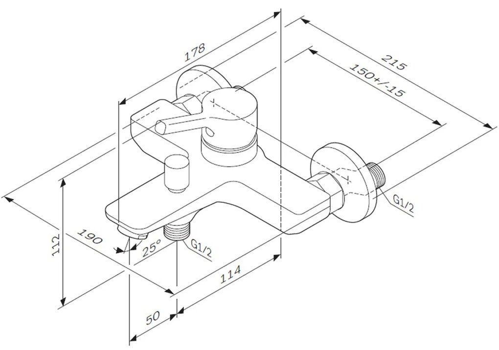 Vaňová a sprchová batéria AM.PM X-Joy S FXB10022 jednopáková, čierna