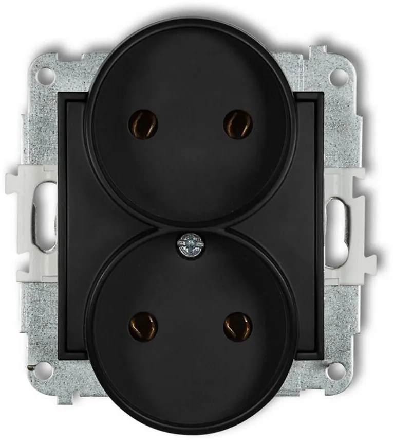 Zásuvka dovojitá B/U čierna mat 12MGPR-2 mini