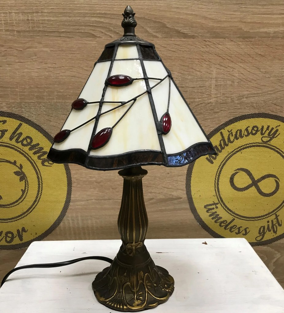 Vitrážová nočná lampa Tiffany Prezent 173 vzor 3 33,5*20 cm