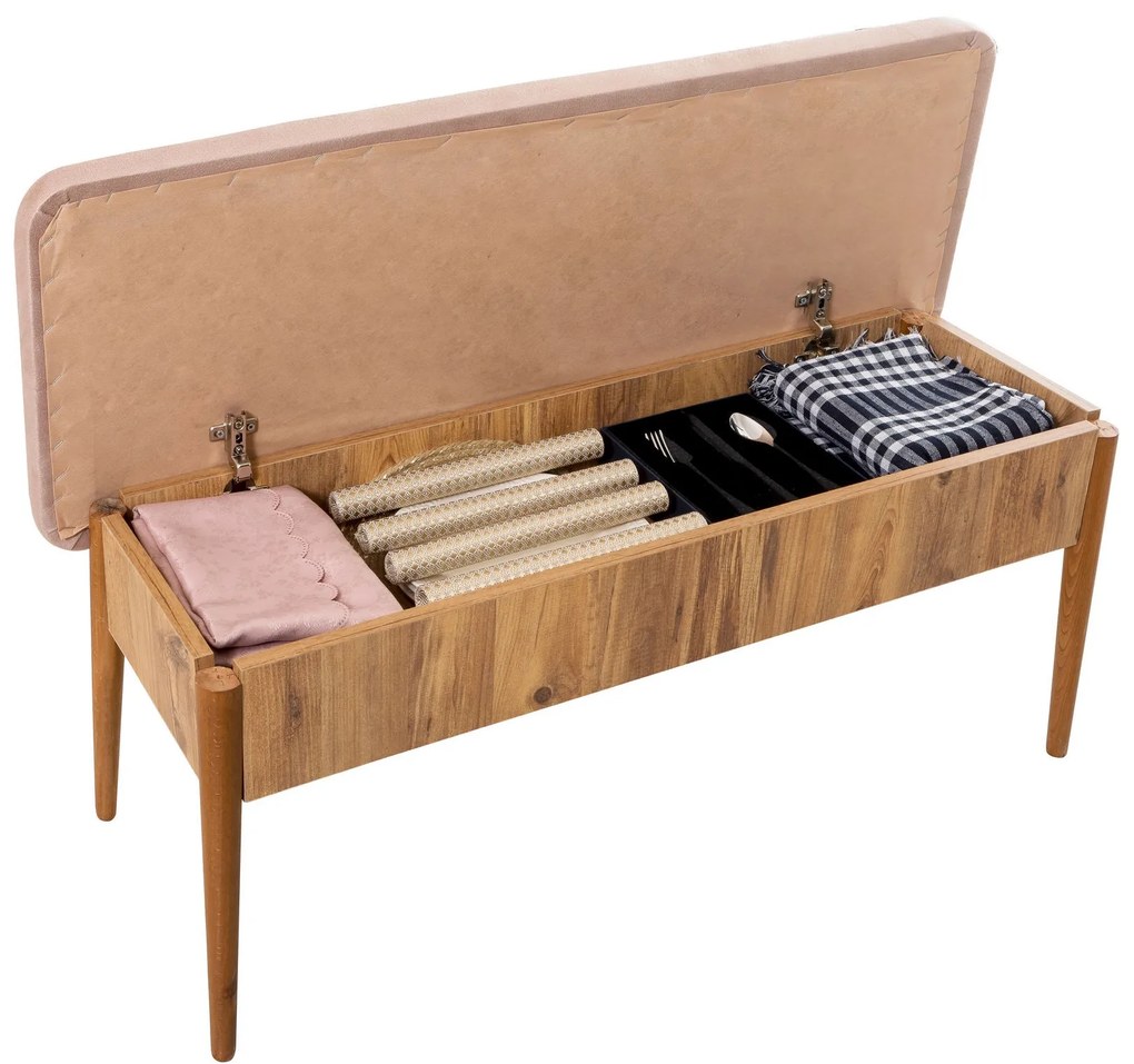 Lavica VINA s úložným priestorom 110 cm borovica atlantic/béžová