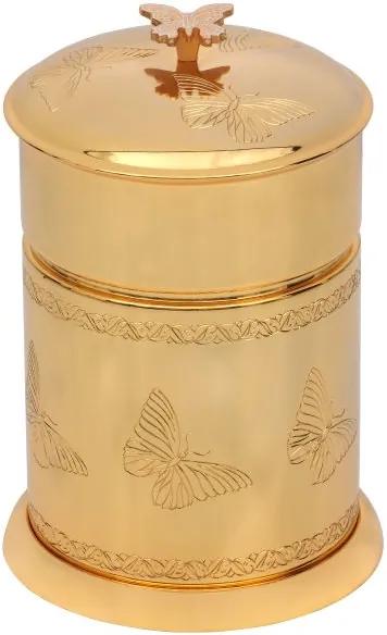 Kúpeľňový odpadkový kôš Butterfly s poťahom 24k zlata