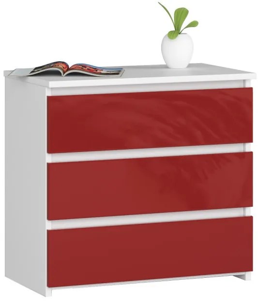 Nočný stolík CL3 60 cm biely / červený, lesk