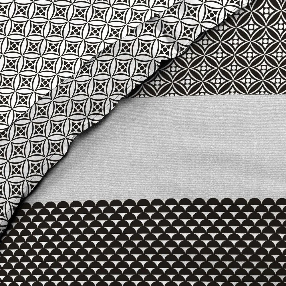 Čierno-biele bavlnené obliečky na dvojlôžko/predĺžené s plachtou/6-dielne 240x220 cm Meiko – douceur d'intérieur