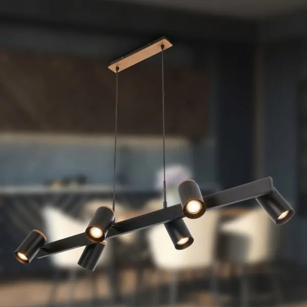 Briloner 4059065 - Závesný luster na lanku ERA 6xGU10/10W/230V čierny