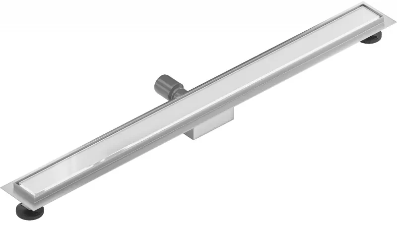 Mexen Flat nerezový sprchový žľab 90 cm vzor biele sklo, 1027090-15