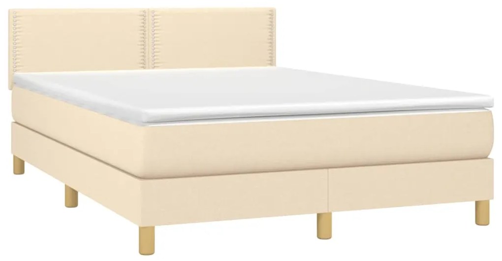 Posteľný rám boxspring s matracom krémový 140x200 cm látka